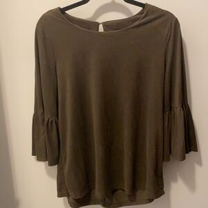 Grace Elements Olive Green Bell Sleeve Blouse size M